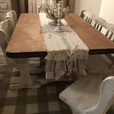 Custom Farmhouse Table Runner Or Dresser Runner Multi Ruffle Ivory Canvas Linen Shabby Lace Handmade French Country Table Runner In 2020 Custom Farmhouse Table Farmhouse Dining Room Table Farmhouse Table Runners