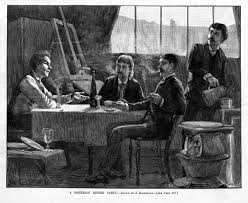 Benjamin franklin frs was one of the founding fathers of the united states. Bohemian Dinner Party Drinking Coffee And Wine Smoking Pipe Cigars Woodstove Ebay