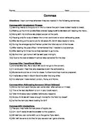 Commas are often used to demonstrate a pause in speech. Commas Practice Worksheet By Jessica K Teachers Pay Teachers