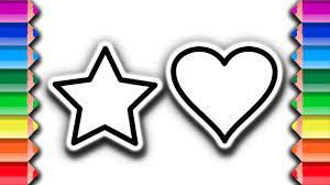 A heart and some stars are the characters of this picture. How To Draw And Color Heart And Star With Glitter Awesome Coloring Pages For Toddlers Youtube