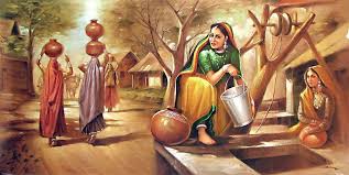 Village Well Scene Village Scene Drawing Rajasthani Painting Indian Paintings