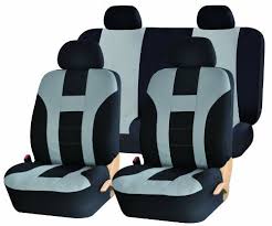 24 95 49 99 Baby Universal Full Set Of Car Seat Covers Double Stitched Racing Style Black And Gray Uaa003 This Car Seats Seat Covers Bucket Seat Covers