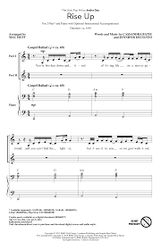 Sheet music arranged for piano/vocal/chords, and singer pro in c major. Rise Up Arr Mac Huff Sheet Music Andra Day 2 Part Choir