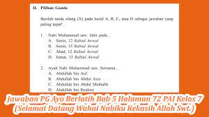 Soal pendidikan agama kristen kelas 7 th. Jawaban Pg Ayo Berlatih Bab 5 Pai Kelas 7 Halaman 72 Sampai 74 Youtube