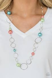 Paparazzi Lovely Lady Luck Necklace Multi Cynthia Dazzling 5 Bling Luck Necklaces Pastel Pearl Necklace Necklace