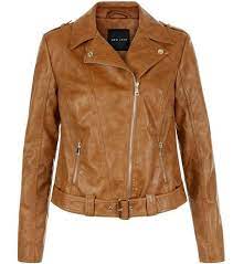 Tan Leather Look Biker Jacket New Look Tan Faux Leather Jacket Vegan Leather Jacket Brown Faux Leather Jacket