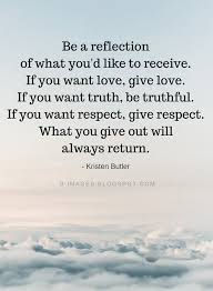 Maybe you would like to learn more about one of these? Kristen Butler Quotes Be A Reflection Of What You D Like To Receive If You Want Love Give Love Quotes