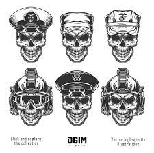 Military Designs Vector Set Soldier Tattoo Vintage Military Helmet Drawing