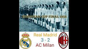 Club legend gento was the hero against italian team ac milan, netting the decisive goal in extra time to ensure real madrid won the title for the third year. Real Madrid Vs Ac Milan European Cup Final 1957 1958 Youtube