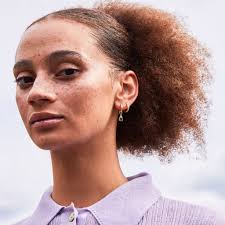 Frances Gold Hoop Earrings with Emerald Cut Charm in Green