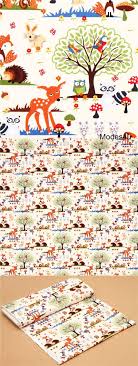 Creme Wald Tier Stoff Timeless Treasures Eule Fuchs Tissu Bio Tissus Michael Miller