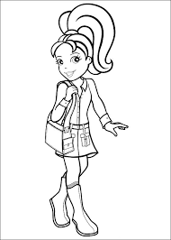 Polly has long blonde hair styled in a ponytail with a pink scrunchie, fair skin tone, and dark baby blue eyes. Free Printable Polly Pocket Coloring Pages For Kids