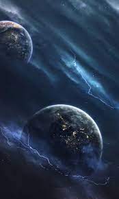 Fantasy Artwork Clouds Lightning Planets 480x800 Wallpaper Galaxy Art Space Artwork Wallpaper Space