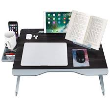 nearpow table de lit ordinateur portable pliante xxl extra large plateau de lit reglable multifonction avec tiroir de table de lit rangement tiroir plateau lit