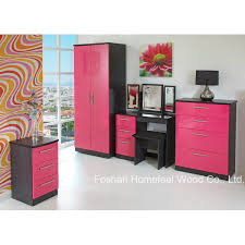 It includes two nightstands and one bed, all made from a blend of solid and engineered wood in a neutral hue. China 3 Piece Bedroom Furniture Set With Pink Wardrobe Dresser Bd13 China Kids Bedroom Furniture Set Bedroom Furniture