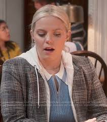 WornOnTV: Leighton's blue zip polo and plaid blazer