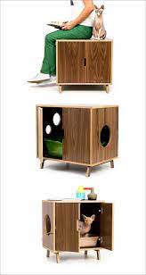 These Mid Century Modern Inspired Cabinets Hide A Cat S Litterbox Cat Litter Furniture Pet Furniture Cat Litter Box Furniture