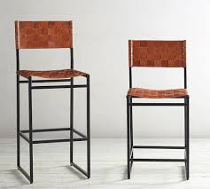 Features a woven straw comfortable seat. Hardy Woven Leather Bar Counter Stools Pottery Barn