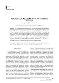 Where can you study psychology in malaysia? Pdf Psychological Well Being Among Postgraduate Students