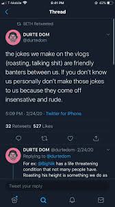 A woman recently came out to say that she was. Seth Retweeted A Couple Months Ago A Tweet From Durte Dom Saying That All The Jokes On The Vlogs Don T Offend Them Because They Come From A Place Of Love Daviddobrik