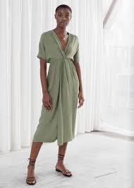 Twist Knot Midi Dress Khaki Midi Dresses Other Stories Nice Dresses Midi Dress Khaki Midi Dress