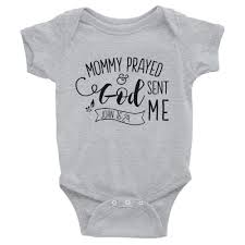 Baby Onesie Grey White Baby Outfit Mommy Prayed And God Sent Me Baby Girl Boy Gift White Baby Clothes Baby Onesies Baby Bodysuit