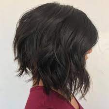 Inverted Chopped Brunette Lob Thick Hair Styles Bob Hairstyles For Thick Haircut For Thick Hair