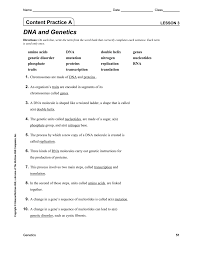 The eukaryotic chromosome chapter from dna to proteins 8 vocabulary practice. Content Practice A B With Answers