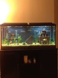 Redditor Jennyleighb Submitted A Series Of Photographs Of An Awesome Super Mario Bros Inspired Fish Tank Apparently Her Roomm Fish Tank Aquarium Super Mario