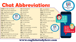 Maybe you would like to learn more about one of these? Chat Abbreviations English Study Here