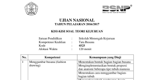 Ruang Belajar Siswa Kelas 8 Soal Unbk Jurusan Tata Busana