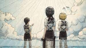 We offer an extraordinary number of hd images that will instantly freshen up your smartphone or computer. Attack On Titan Back View Armin Arlert Eren Yeager Mikasa Ackerman Standing On Beach With Background Of Sky And Clouds Hd Anime Wallpapers Hd Wallpapers Id 39281