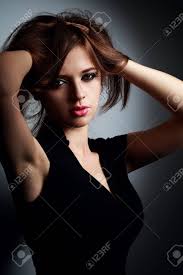 Beautiful Sexy Makeup Young Woman Holding Hair The Hand And Looking Stock Photo Picture And Royalty Free Image Image 44699261