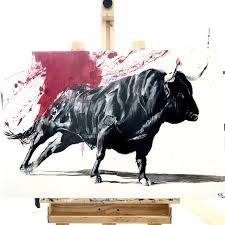 Bull Acrylic On Canvas Original Artwork 35 4 X 23 Or 90 Cms X 60 Cms Dibujos De Toros Pinturas Toros De Lidia
