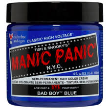 To get a color like this, use our bad boy blue. Manic Panic Manic Panic Semi Permanent Hairdye Bad Boy Blue Classic Blu