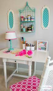 Pink Green Girly Organized Ultimate Home Office Craft Room Makeover Girly Room Decor Girly Room Room Makeover