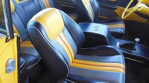 Black And Yellow Car Seats Custom Interior Yellow Black Grey And Red Bucket Seats Piping Console Chevrolet Impala Automotive Upholstery Custom Center Console