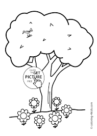 Free nature and food coloring pages for kids. Nature Tree With Bird Coloring Page For Kids Printable Free Coloing 4kids Com