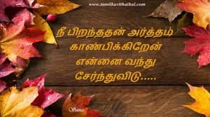Best happy birthday tamil kavithai wishes and sms lines inikkum intha pirantha naalil irunthu nee ninaitha kaariyam anaithum kaikoodi vaalkaiyil aanantham endra peru vellathal moolki thilaithu vaalkaiyil menmelum siranthu vilanga vaalthukiren. Piranthanal Kavithaigal Birthday Greetings In Tamil Happy Birthday Valthu Kavithai Images