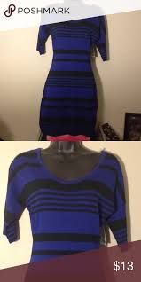 New Sweater Dress Nwt Blue Black Striped Dress Perfect Paired With Leggings Derek Heart Dresses Midi Black Striped Dress Sweater Dress Clothes Design