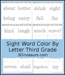 17 sight word coloring pages image ideas. Free Sight Word Color By Letter Third Grade Printable 3 Dinosaurs