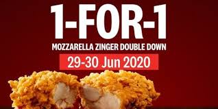 Well you're in luck, because here they. Kfc Singapore 1 For 1 Mozzarella Zinger Double Down Promotion 29 30 Jun 2020 Why Not Deals