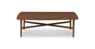 Round tables have smaller footprints than rectangular tables of the same size because there are no corners that actually waste space. Matte Walnut Rectangular Wooden Coffee Table Brezza Article