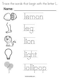 Trace The Words That Begin With The Letter L Coloring Page Letter L Worksheets Letter L Preschool Worksheets