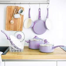 Greenlife Cc001792 001 Soft Grip 16 Piece Ceramic Non Stick Cookware Set Lavender Ceramic Non Stick Cookware Set Pots And Pans Sets