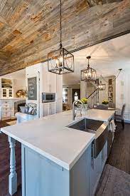 Whitewashed Brick And Reclaimed Barn Wood Shiplap Interiors Farmhouse Kitchen Remodel Rustic Farmhouse Lights Rustic Kitchen