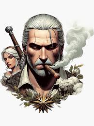 Ciri and Gerald Cigar break" Sticker for Sale by Liscar95