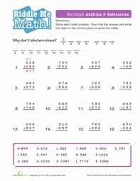 According to the common core standards, in grade 4, instructional time should focus on three critical areas: Math Riddles Addition And Subtraction Worksheet Education Com