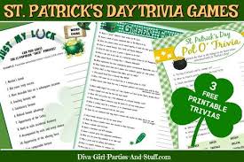 Patrick's day dessert ideas, from bread pudding with whiskey caramel sauce to irish coffee milkshake shooters and more. Party Fun Printables 3 Free Printable St Patrick S Day Trivia Games For Your Weekend Party Https Www Diva Girl Parties And Stuff Com St Patricks Day Party Html Spdtrivias Facebook