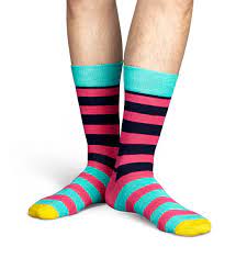 Stripe Unisex Socks By Happy Socks Size 36 40 Women 41 46 Men Colours Blue Pink Turquoise Yellow Composition Striped Socks Socks Happy Socks